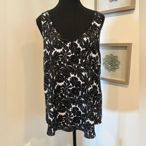 Never Worn! RW&CO. Black & Pale Purple Floral Sleeveless Blouse